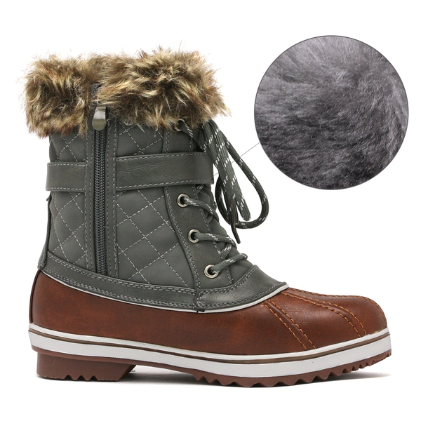 Mid Calf Faux Snow Boots - TAN KHAKI - 3